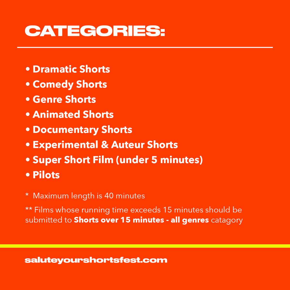 salute_shorts's tweet photo. Submissions for #SYSFF21 now open!
📌Here's what you need to know...
Submit your work today on FilmFreeway: https://t.co/JBnNPzRjst
#shortfilm #films #movies #filmfreeway #filmfreewaygold #director #producer #writer #cinematographer #productiondesign #actor #womeninfilm https://t.co/8nBgBrsIQC