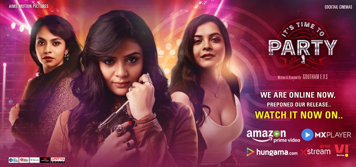 phanikandukuri1's tweet photo. The Party started a little early..
#ItsTimeToParty Movie is Out now.

Streaming on 
Global @PrimeVideo
Watch it for FREE In India @MXPlayer @Hungama_com #AirtelXstream 
#ViMovies 
A Cyber Crime thriller 
@Mukhisree 
@b_ditipriya 
🎬 @EVS_Goutham
💰 #AllamSubhash 
💿 @adityamusic https://t.co/mWYGLIErTY