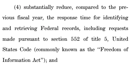 The bill requires the State Department and USAID to "substantially reduce" their time for responding to  #FOIA requests, compared to last fiscal year
