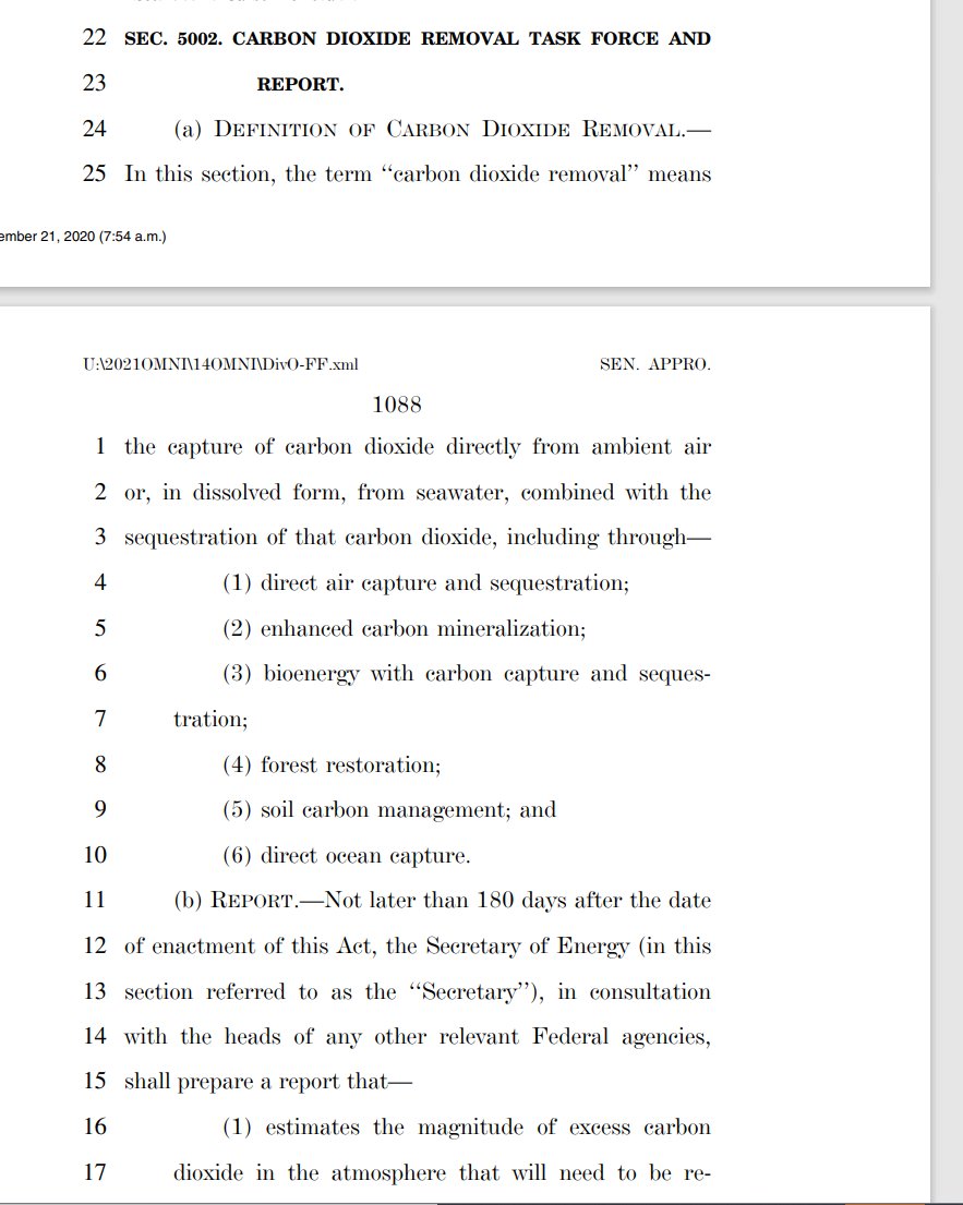 LOL the "Carbon Dioxide Removal Task Force", because why the f**k not. They meet once a year, and in 7 years we'll reassess whether or not they are necessary.