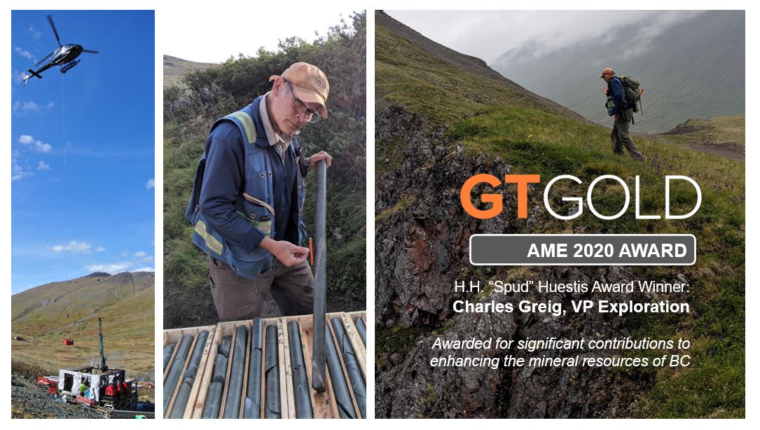 Congratulations to GT Gold VP Exploration, Charles J. Greig - AME 2020 H.H. “Spud” Huestis Award recipient for significant contributions to enhancing the mineral resources of BC! 
News: amebc.ca/releases/ame-a…
Award citation: amebc.ca/wp-content/upl…
#AME2020 #GTT #GTGDF