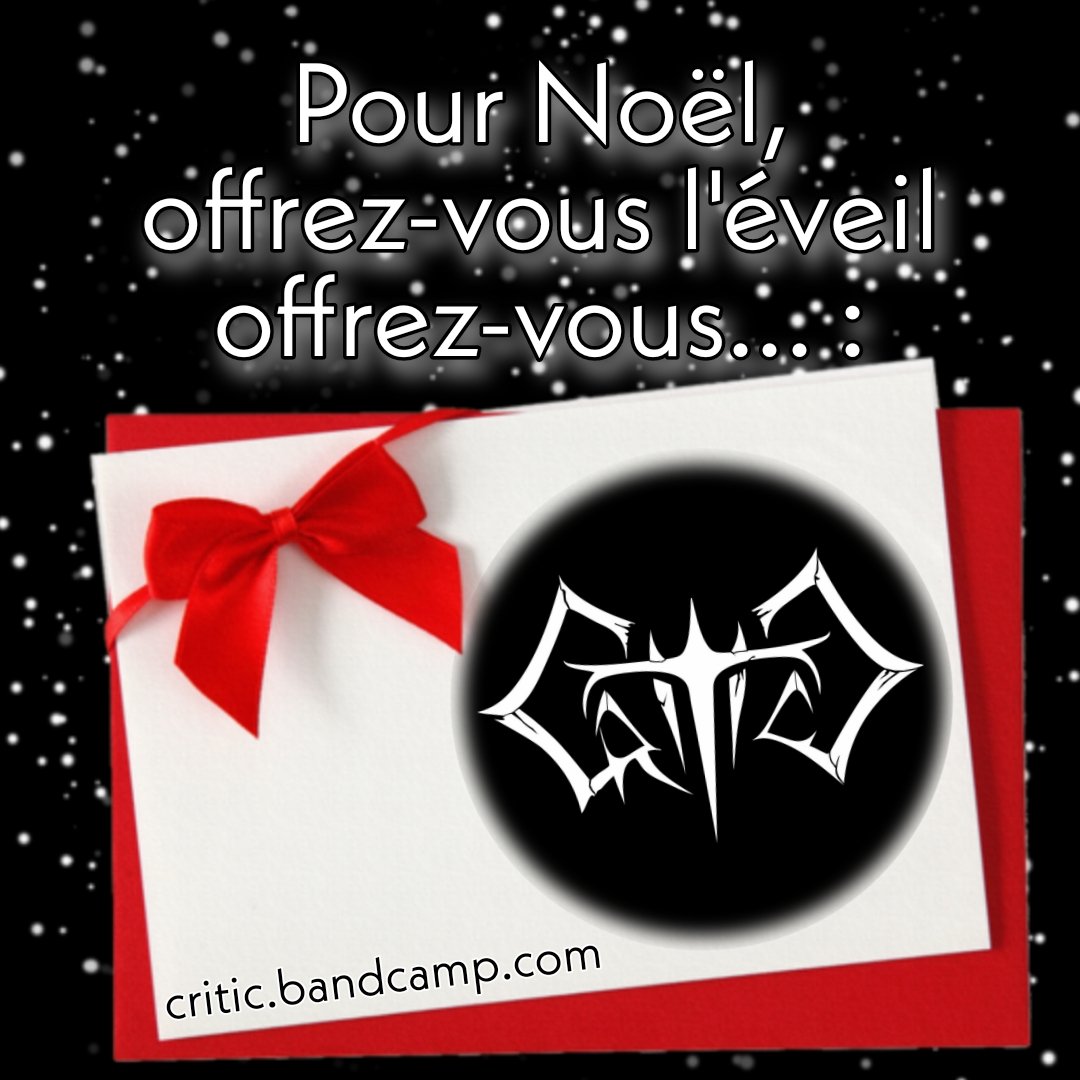 critic_band's tweet photo. A #lastminute #gift? 
Our #EP and our #teeshirt are still available on #Bandcamp or as a private message. Delivery may not be guaranteed for the 24th, but we'll send you a digital #card to print and slip under the #Christmas tree (or send by email) while waiting for your gift. https://t.co/JxIxn4syKm