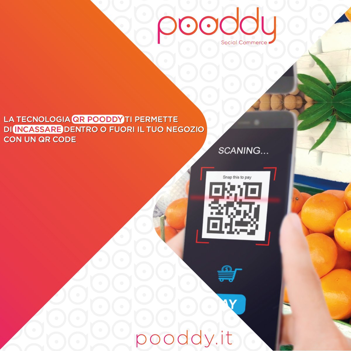 POODDY1's tweet photo. L' esperienza di acquisto 💳 sta cambiando! Come ? Pooddy lancia questo strumento #pooddyqr 🆒 da posizionare su qualsiasi immagine prodotto, su qualsiasi dispositivo o su un cartellone stradale! e poi? 🔜 il tuo cliente inquadra il Qr code 🛒 incassi e spedisci il prodotto! 🚚 https://t.co/O7T4SSnodJ