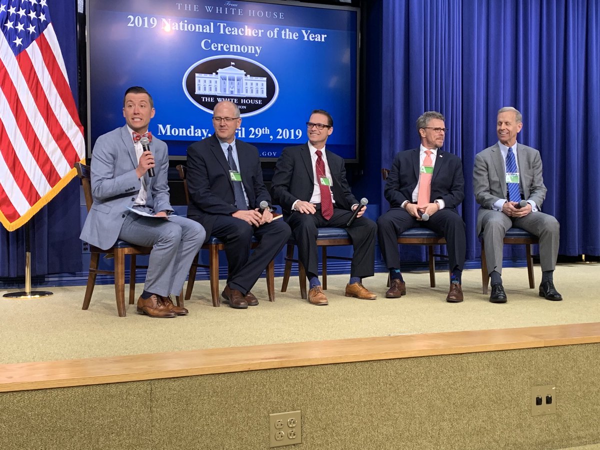 RodRobinsonRVA's tweet photo. This was the panel ⁦@BetsyDeVosED⁩ D.O.E. put together to discuss equity and other education issues with the #ntoy19 cohort. I hope Miguel Cardona’s team looks very different. https://t.co/AwLLFh8h4s
