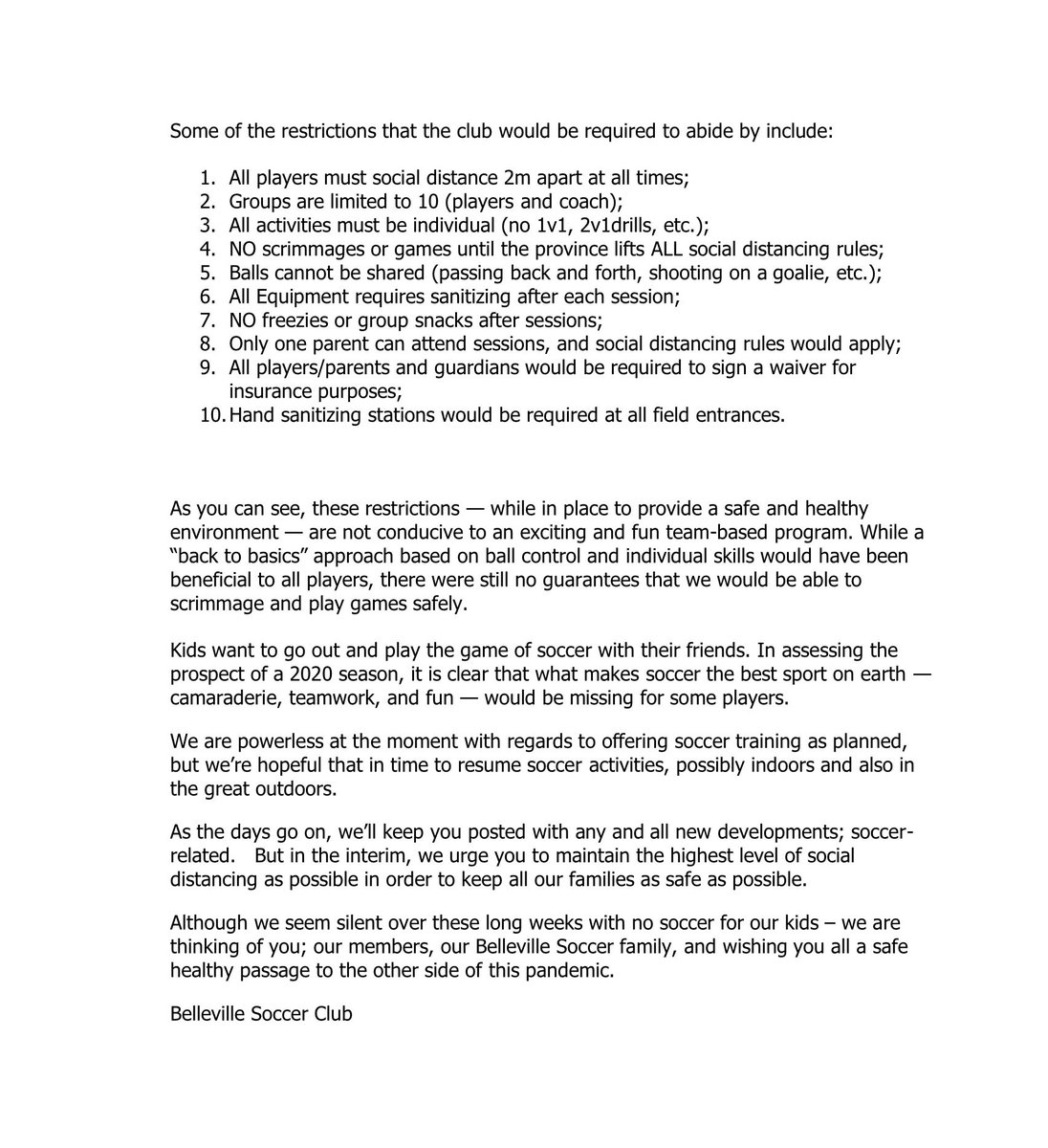 BellevilleSC's tweet photo. A letter from the Board of Directors. An UPDATE heading into 2021! https://t.co/tm8fg8nMyQ