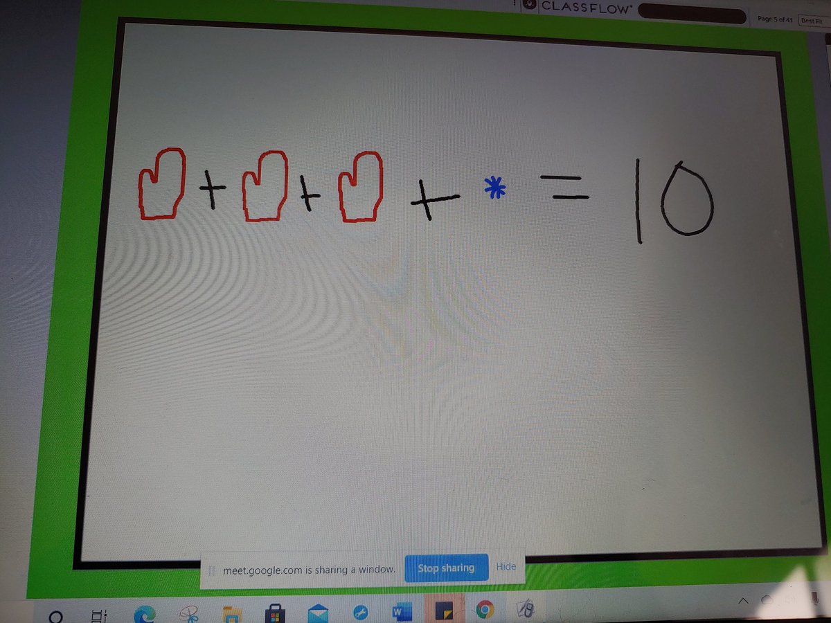 MsPatek_3rd's tweet photo. Can you solve the equation? Ms. Patek's class loves warming up for math with some brain teasers in breakout rooms.
#themarinerway #wintermath #2ndgrade https://t.co/i6SV3C95iB