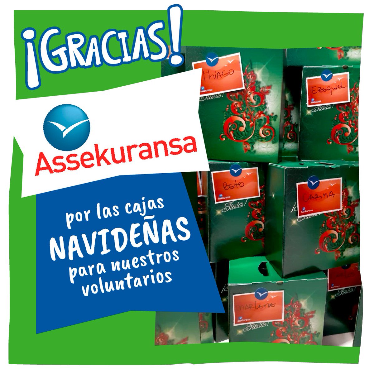 🎁 ¡Agradecemos a <a href="/Assekuransa/">Assekuransa</a> por estas hermosas cajas navideñas que recibieron todxs nuestros voluntarios! 🎅

 #Gracias 💙💛💙
#CasaSan #LaBoca
