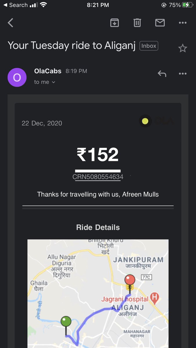 Aafryn's tweet photo. @Olacabs 

Last time i checked, i was still in Mumbai. Please justify.

#Ola 
#olacabs https://t.co/JJv8Au5sD0