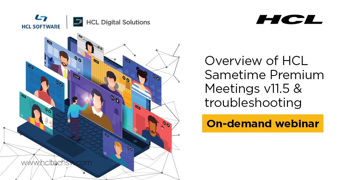 HCLDigital's tweet image. Don't miss hearing about the exciting new features in HCL #Sametime Premium v11.5 Meetings followed by trouble-shooting tips.

Watch the replay here: hclsw.co/-qov9n #secureteamwork