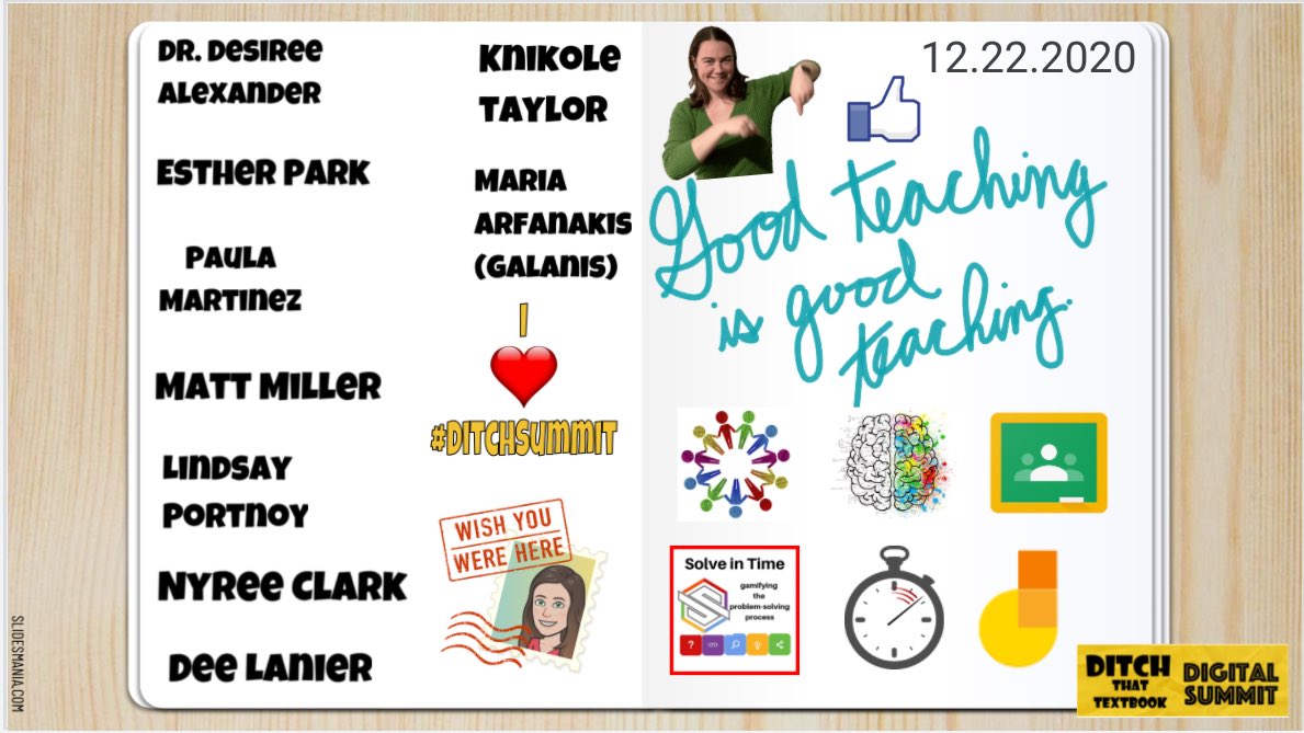 MrsMcMillanEd's tweet image. This took some time, but here is my #DitchContest Day 10 submission! I used a takeaway from every presentation. Can you ID them all and match to the presenter? #DitchSummit @jmattmiller @DitchThatTxtbk @SlidesManiaSM @MrsParkShine @lportnoy @educatoralex @MsNyreeClark @deelanier