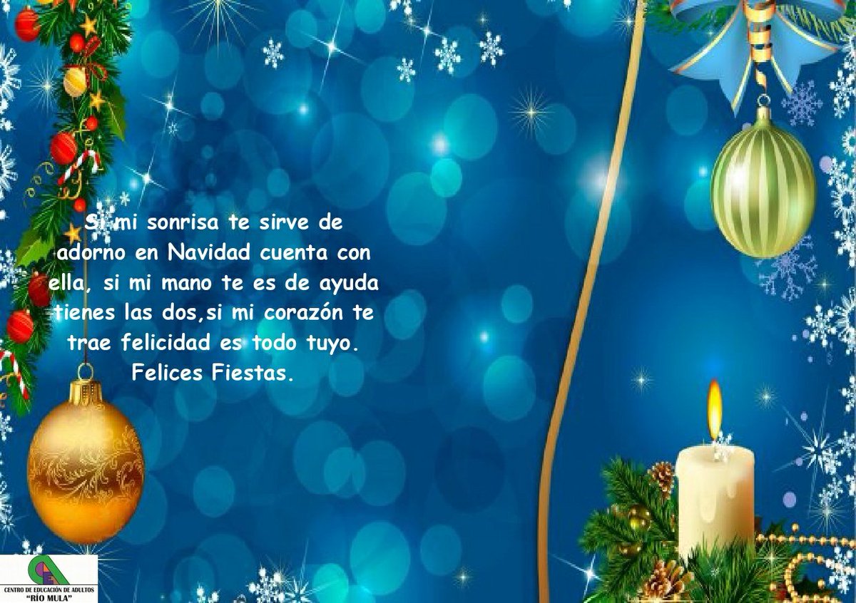 ceariomula's tweet photo. Los profesores del CEA Río Mula os desean una Feliz Navidad y un mejor Año Nuevo.
Postal realizada por la alumna María Isabel Fajardo. Gracias https://t.co/wbjXNB2H41