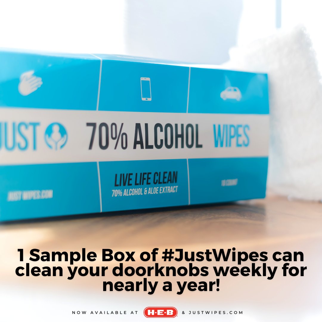 JustWipes's tweet photo. DYK experts say you should wipe down doorknobs weekly? https://t.co/xH4kSZNm6D

One sample pack of #JustWipes will have you covered for nearly a year. 

Buy your pack today: https://t.co/AVdcthLCyu https://t.co/FPe8VGVL5r