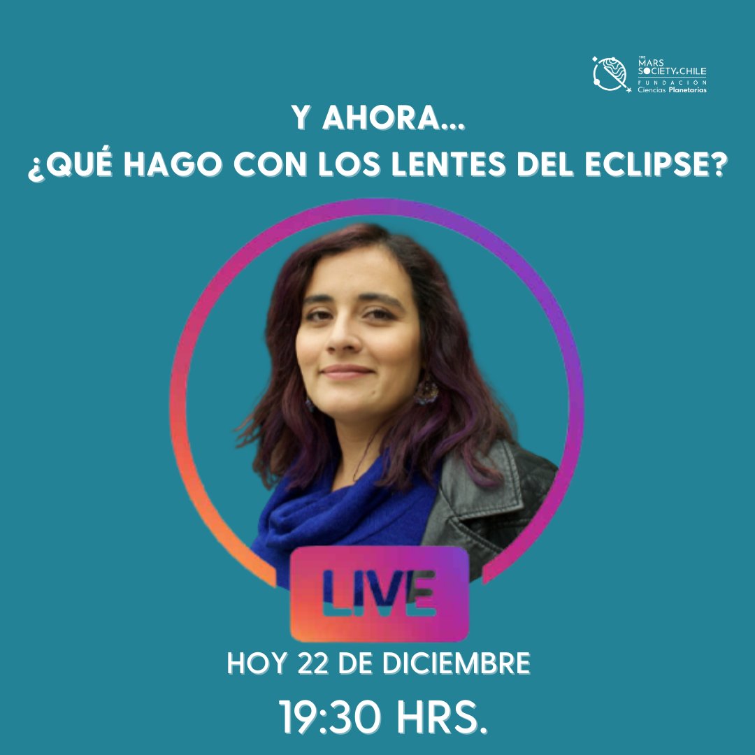 TMSChile's tweet image. 😎¡Atentos!😎

➡️Hoy a las 19:30 hrs. haremos una transmisión en vivo a través de #instagramlive  @tmschile para resolver juntos qué podemos hacer con los lentes que protegió nuestros ojos durante el #Eclipse2020

#eclipsechile #girlscan  #STEM #Chile #mujerescientificas