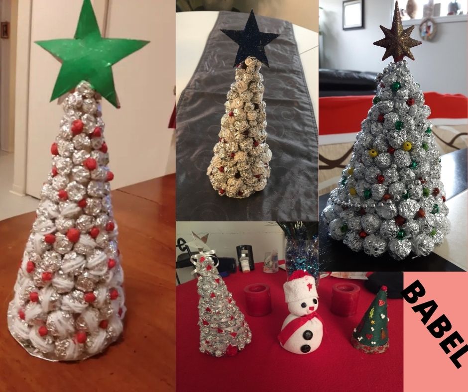 🌲🌲Noel approche... Appréciez les beaux sapins réalisés par nos personnes ainées 🥰🥰. Plus d'information sur le groupe Babel en écrivant à babel@afio.ca