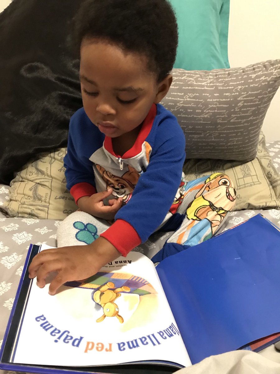 born2tchHinton's tweet photo. Milo has to have his book. He says,READ! ❤️❤️❤️ https://t.co/ANAYIP9eZO