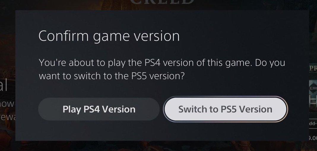 charlieINTEL's tweet photo. Sony has added a new alert on the PS5 that will confirm you’re launching the correct version of the game on the console. https://t.co/aKNam0XEg4