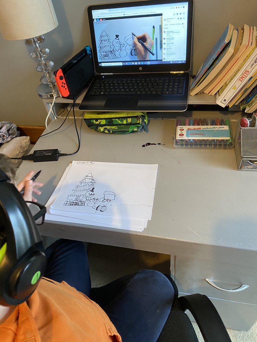rroutledge1's tweet photo. Thank you #drawwithandy my son thoroughly enjoyed your art session today. He’s so excited that you might see his drawing.Merry Christmas https://t.co/5Kf4dAmBo8
