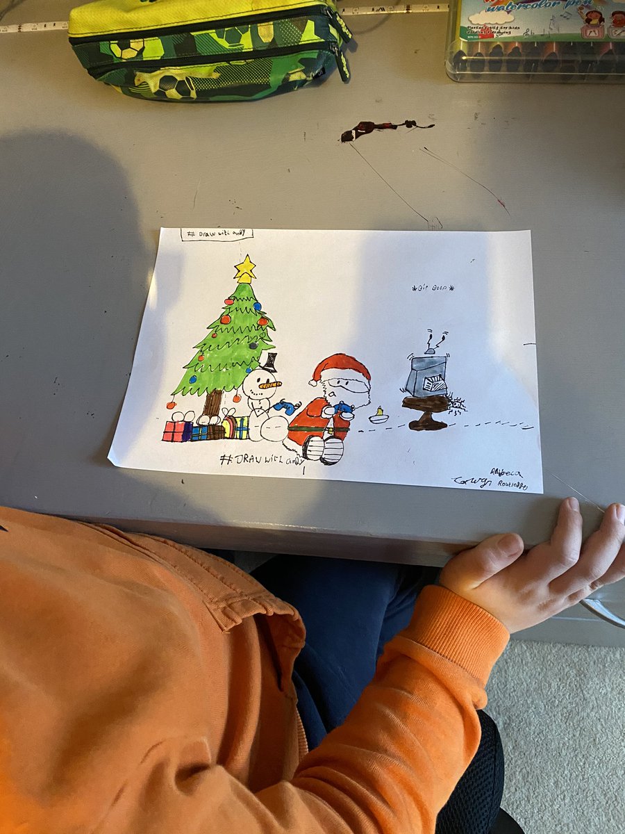 rroutledge1's tweet photo. Thank you #drawwithandy my son thoroughly enjoyed your art session today. He’s so excited that you might see his drawing.Merry Christmas https://t.co/5Kf4dAmBo8