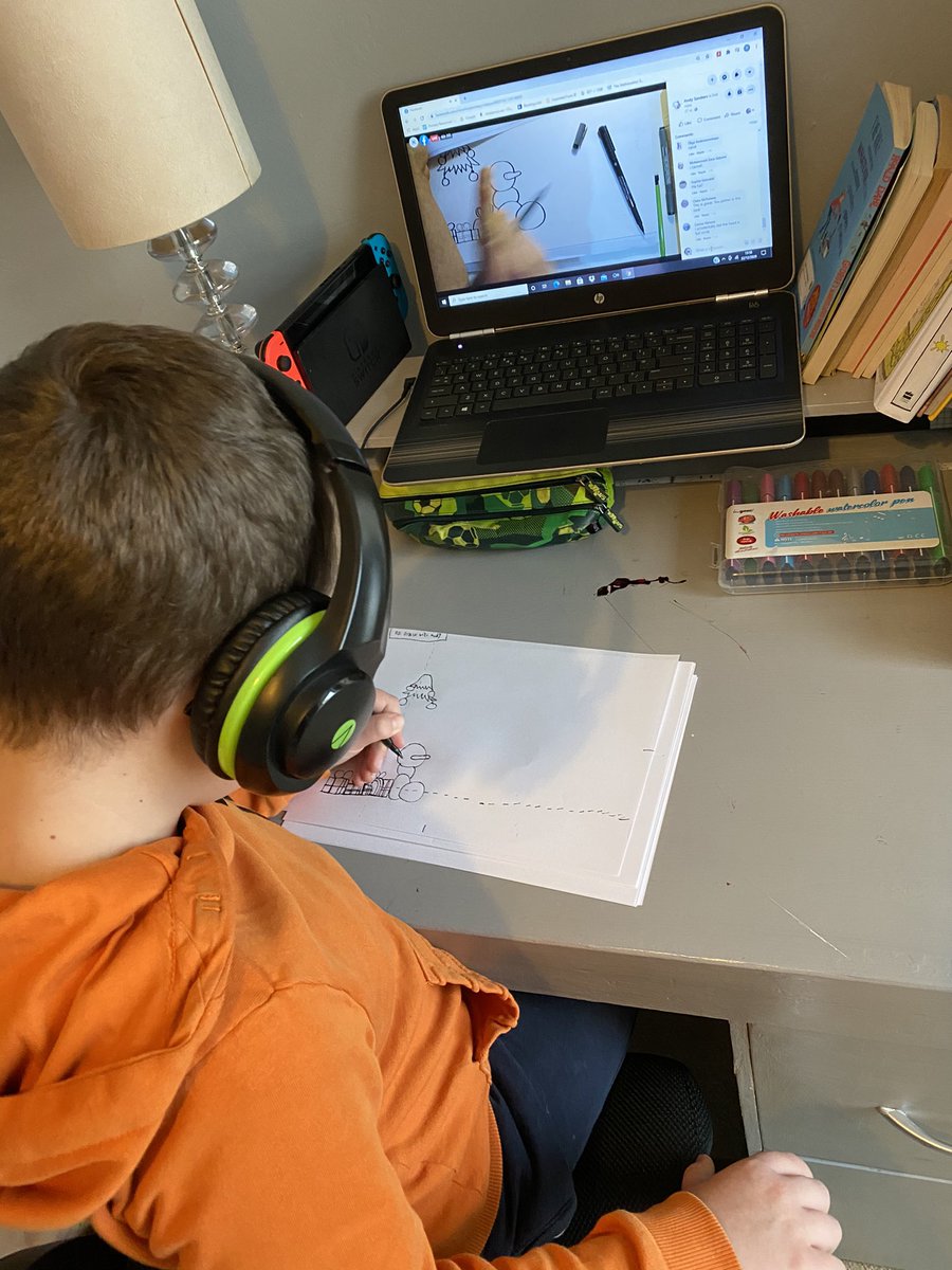rroutledge1's tweet photo. Thank you #drawwithandy my son thoroughly enjoyed your art session today. He’s so excited that you might see his drawing.Merry Christmas https://t.co/5Kf4dAmBo8
