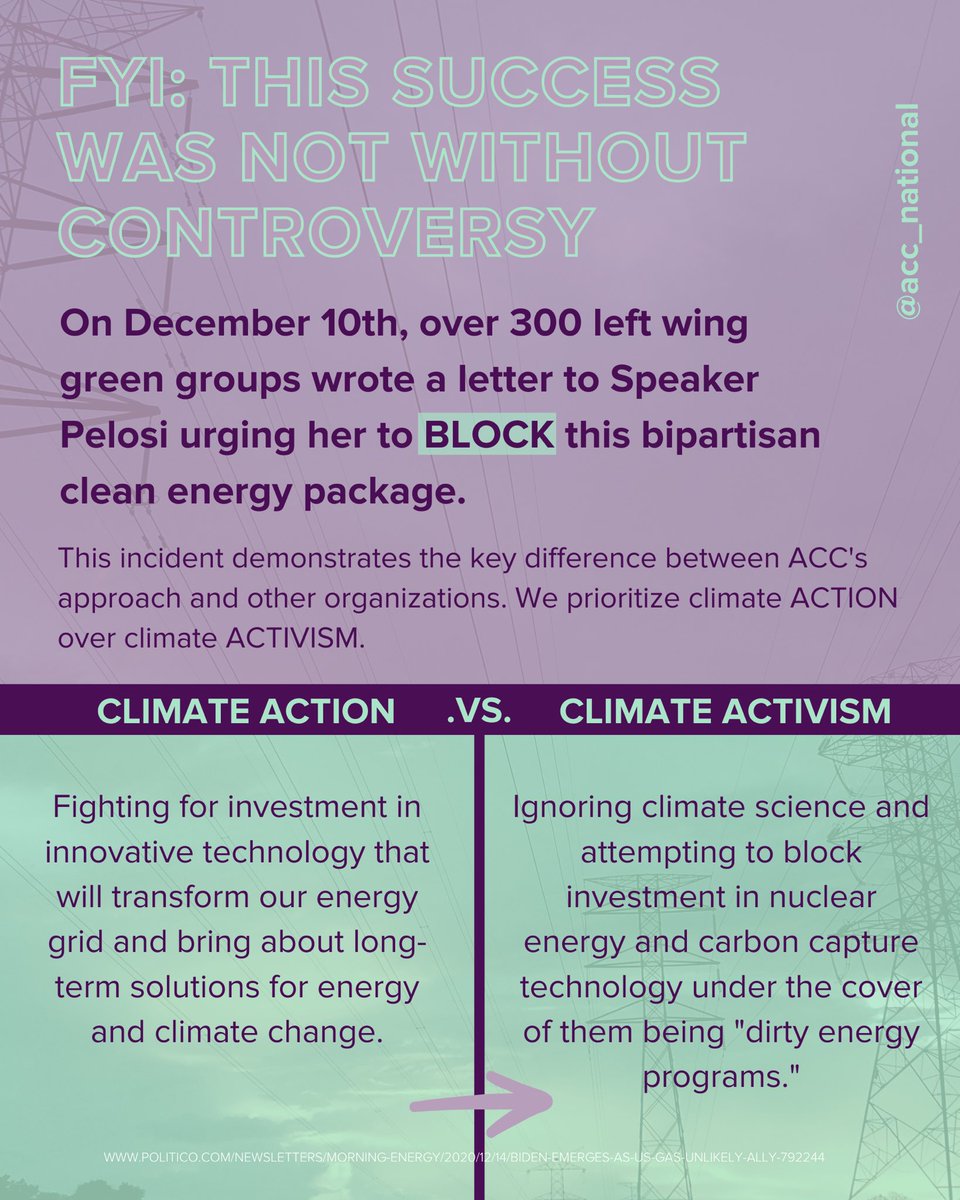After attempts to block this clean energy legislation by 300+ left wing green groups, we’re excited to see climate action win out. (6/7)