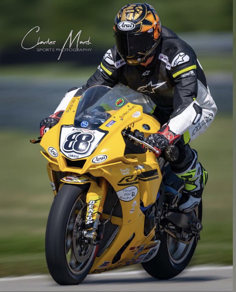 Max888Racing's tweet photo. 📸➡️ @charlesmarshphotography 
Ready for this Christmas “brake” to be over so I can start riding again!!! P.S sorry for the awful pun.
#punny #brake #racing #motoamerica #yamaha #racing #roadrace #roadracing #braking #yellow #88 #motorbike #motorcycle https://t.co/H9cWibfF0G