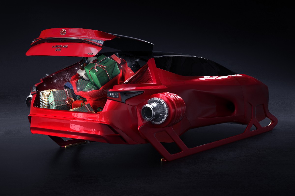 LexusCanada_FR's tweet photo. Le père Noël a des milliards de cadeaux à distribuer. C'est pourquoi nous avons doté le concept de traîneau Lexus HX d'un espace de chargement illimité pour chacun d'eux. #LexusHX https://t.co/295k7KPEvU