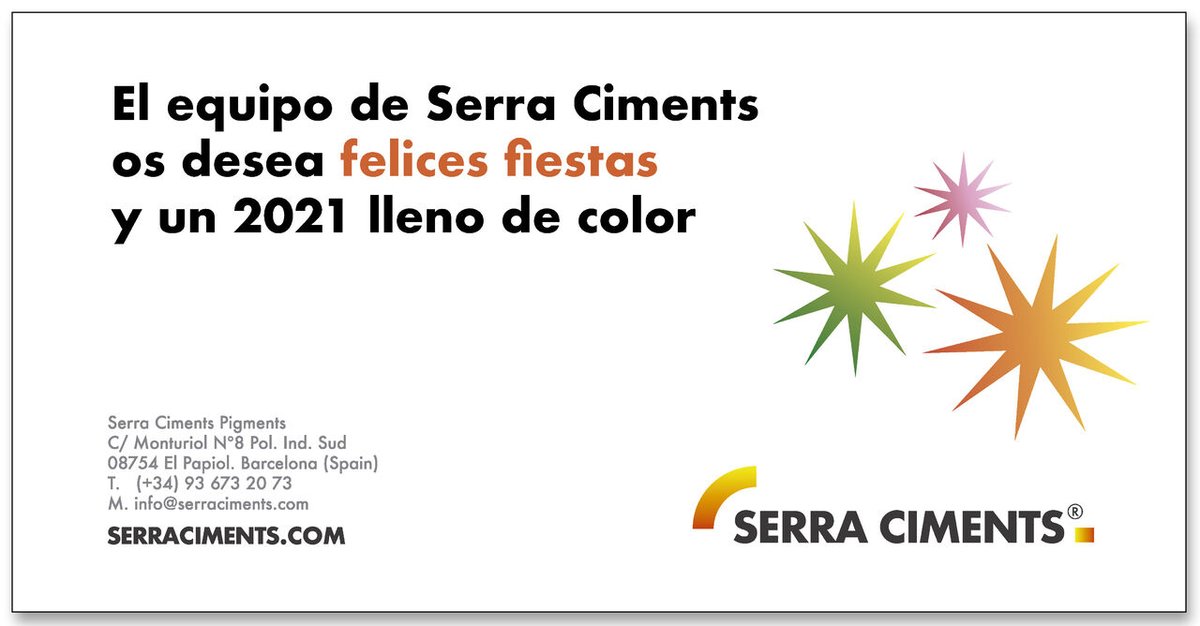 serraciments's tweet photo. ¡El equipo de Serra Ciments os desea felices fiestas y un 2021 lleno de color! #felicesfiestas #feliz2021 #serraciments https://t.co/YoG66vMaIQ