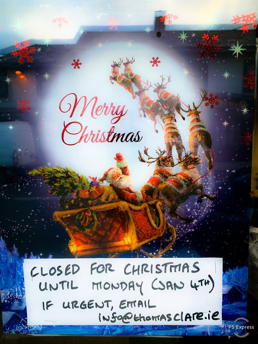 ThomasClareIRE's tweet photo. Merry Christmas &amp; Happy New Year; hope everyone is looking forward to a well-deserved break. 

Our office is now closed for the holidays (if you have any urgent queries in the meantime, please contact info@thomasclare.ie) and we will reopen on Monday 4 January 2021. https://t.co/IK2xRIUJT1