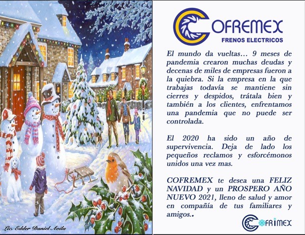 Cofremex_1's tweet photo. "No existe la Navidad ideal, solo la Navidad que usted decida crear como reflejo de sus valores, deseos, queridos y tradiciones". Bill McKibben
Nuestros mejores deseos para todos ustedes y una muy feliz navidad. Les desea todo el equipo #Cofremex.
#SomosNumeroUno https://t.co/KXAGSFDyAS