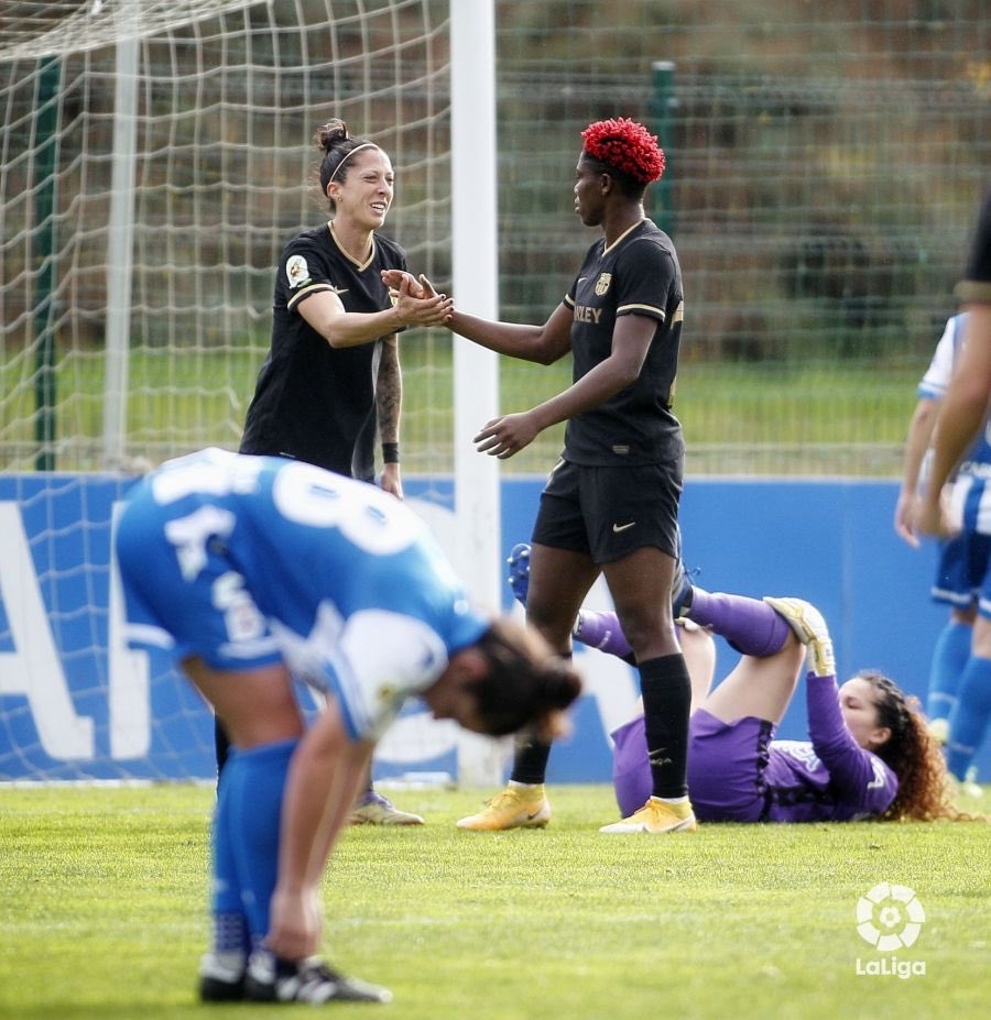 #DeporBarça 1-6
⚽️⚽️ Jenni Hermoso
⚽️⚽️ Oshoala
⚽️ Aitana
⚽️ Alba
⚽️ Torrejón
#PrimeraIberdrola 

📸 <a href="/LaLiga/">LALIGA</a>