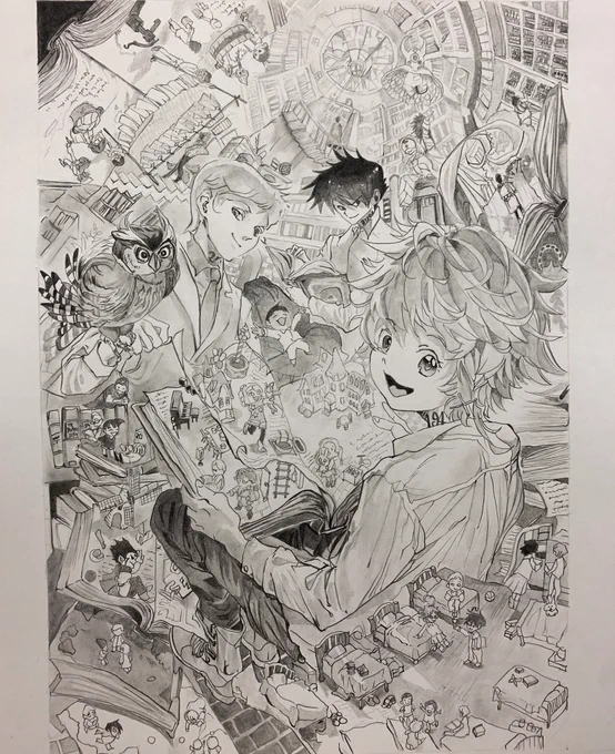 約ネバ 描いてみた。 #約束のネバーランド #模写 #鉛筆✏️ #A4 #10時間