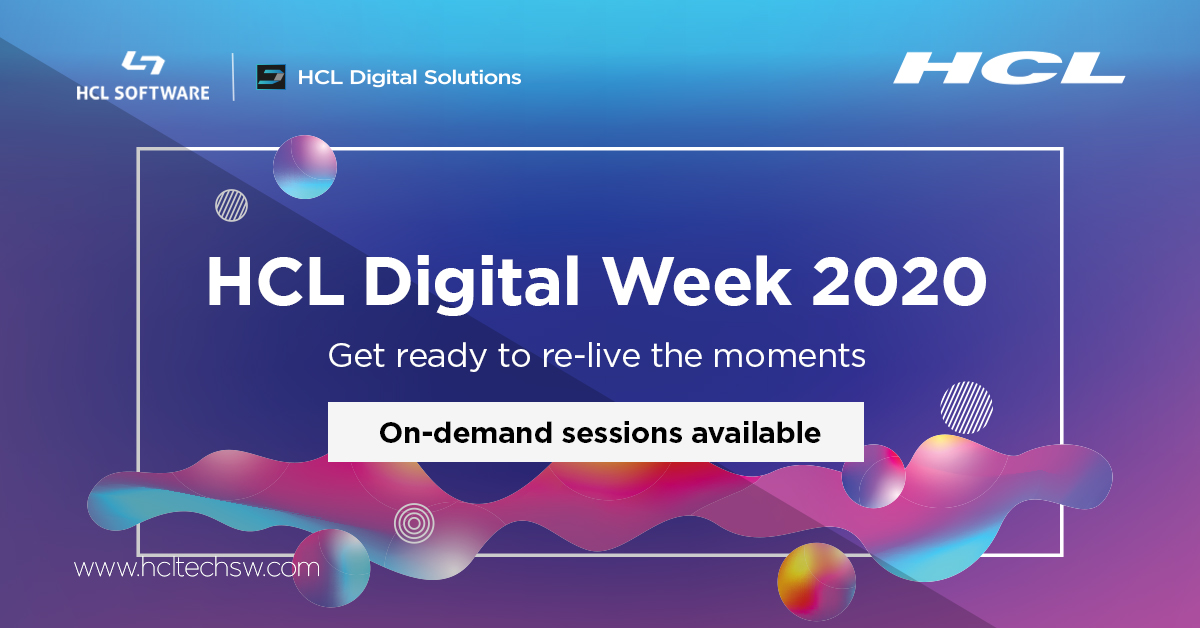 HCLDigital's tweet photo. With so much great content, you probably missed something that you shouldn't have at #HCLDigitalWeek 2020. Don't worry! All the sessions are available on-demand.
This means every detail from the 5-day event is now accessible at your convenience. https://t.co/zKeC4bTEyI https://t.co/gouHl8rXMX