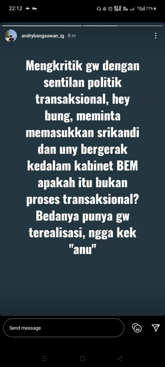 Selamat atas kesuksesannya mas. Maaf saya ga bisa meneruskan jalan suksesmu. Saya ga biasa dengan hal yang berbau tranksaksional dan kontraktual Bahkan jijik. Namun setidaknya saya belajar untuk menjauhi politik kampus apa lagi yang berbau transaksional https://twitter.com/rgantas/status/1341355032885645312?s=21