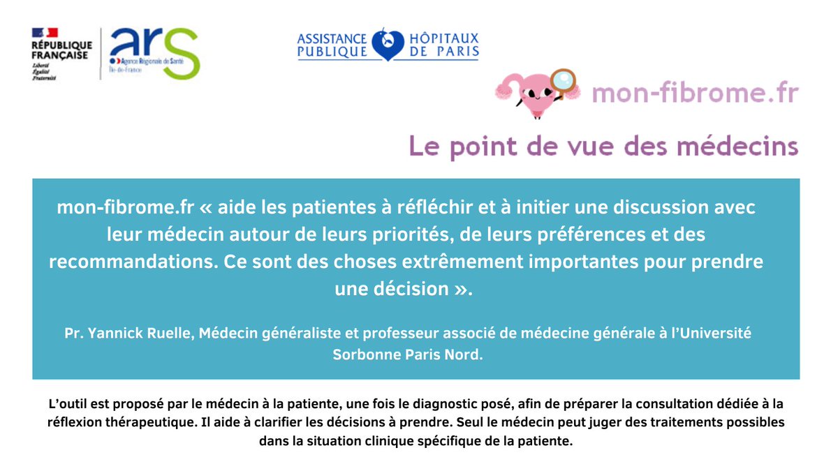 ARS_IDF's tweet photo. https://t.co/1ITGsl1ilc | L’ARS d’Île-de-France met à disposition un outil multimodal d’aide à la décision partagée dans le traitement du #fibrome utérin en lien avec @APHP 

Retours de professionnels recueillis lors des 1ers tests d'usage.
+ d'infos > https://t.co/t1HMYwMCqd https://t.co/SH17Mfhdhe