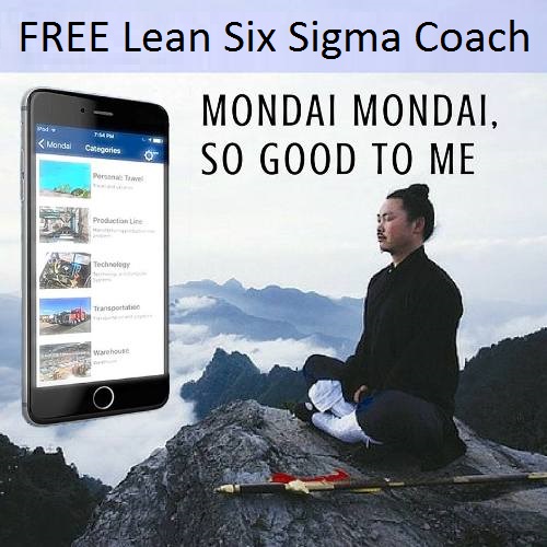 FREE Lean Six Sigma Coach Mobile App... "Mondai".  Available in English, Spanish, and French.  No ads!  Down load and take it for a test drive today.  rpm-academy.com/rpm-apps #mondai #problemsolving #problemsolver #lean #leansixsigma #leansixsigmacertification