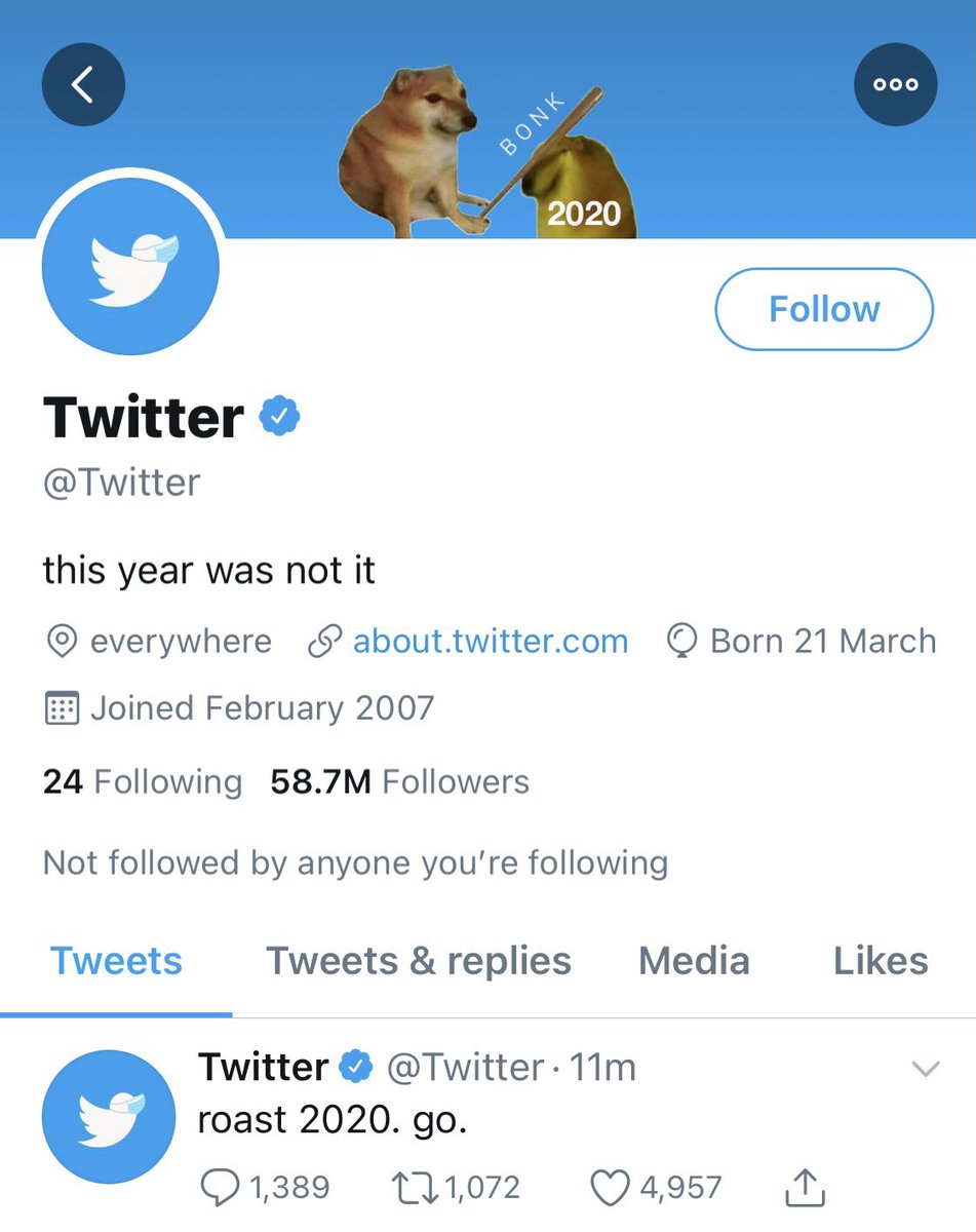 Me on @Twitter head page helping to BONK 2020 away 👌🏾