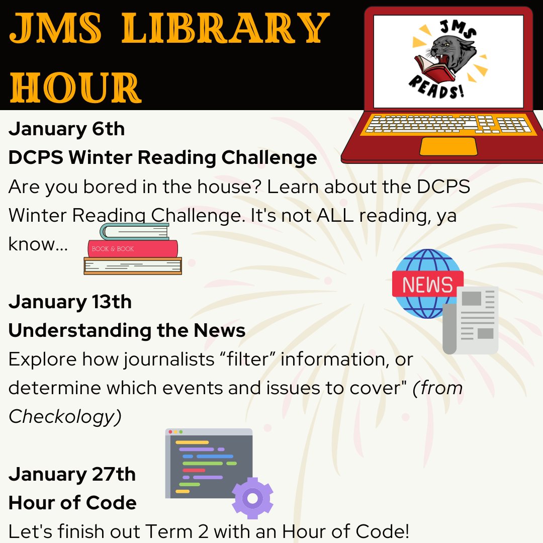 JMS_Reads's tweet photo. Welcome back, Panthers! 🥳Check out what we're learning during grade-level library hour this month! #JMSReads #DCPSatHome #LibraryLiterarcyLeaders @DcpsLibrary https://t.co/RrYnSr8SjM