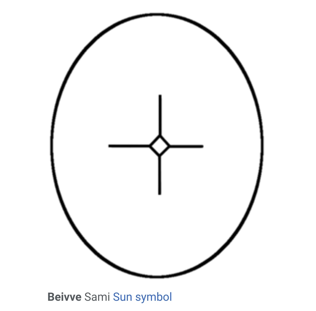 Beivve is the Sun Goddess of the Sámi people. At solstice, they rubbed butter on doorposts so that she could fly higher into the sky. Beivve was often shown accompanied by her daughter in an enclosure of reindeer antlers and they returned fertility to the land.