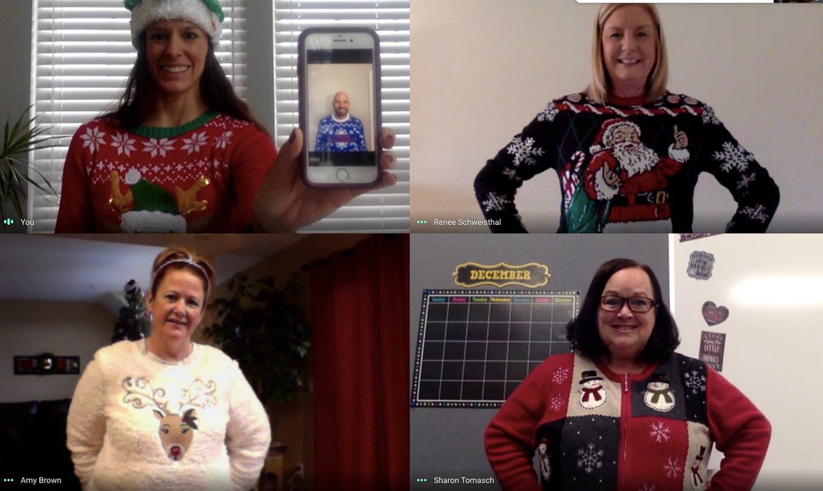 BMSSchweisthal's tweet photo. Happy Ugly Sweater Day from the Mavericks ! @BCSDBrunswickMS #BMSHappyHolidays #Mavericks https://t.co/eMUtG1tDR5