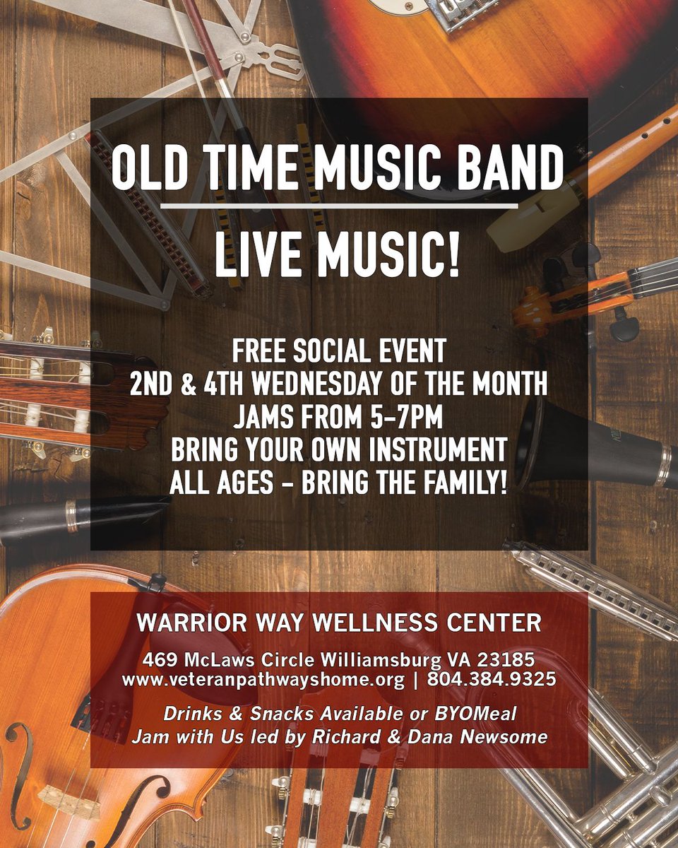 VetPathwaysHome's tweet image. Calling all with musical talent! This is your chance to show off!

Jam with Us led by Richard &amp;amp; Dana Newsome from 5-7pm. Bring your own instrument! Have some fun!

Register for December 9th: buff.ly/3g15cjH
Register for December 23rd: buff.ly/3lzIvEm