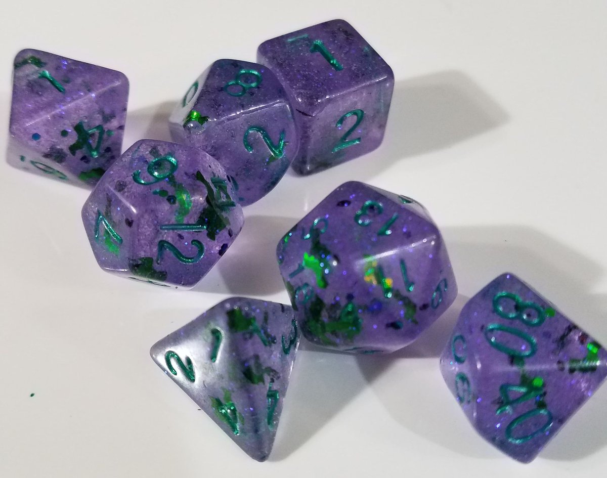 SunDnDay's tweet photo. Purple and Green Bats from @DeathwishDice.
#DnD #5e #DungeonsAndDragons #DnD5e #RPG #Dice #DicePorn #DiceAddict #DiceHoard #ILoveDice #YearOfTheCrit #HandmadeDice #BatDice https://t.co/t0i0cyWu42