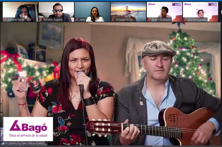 elchinoylasole's tweet photo. Gracias a @bagoecuador y @cpaltamirano123 por confiar en nosotros para musicalizar su almuerzo navideño. Fueron un público de lujo. Gracias #bayo #laboratoriosbayo #elchinoylasole #duoacustico #showsvirtuales @zoom_us @godin_guitars @ecammnetwork @shure @QSC https://t.co/Q6TdTIcD6j