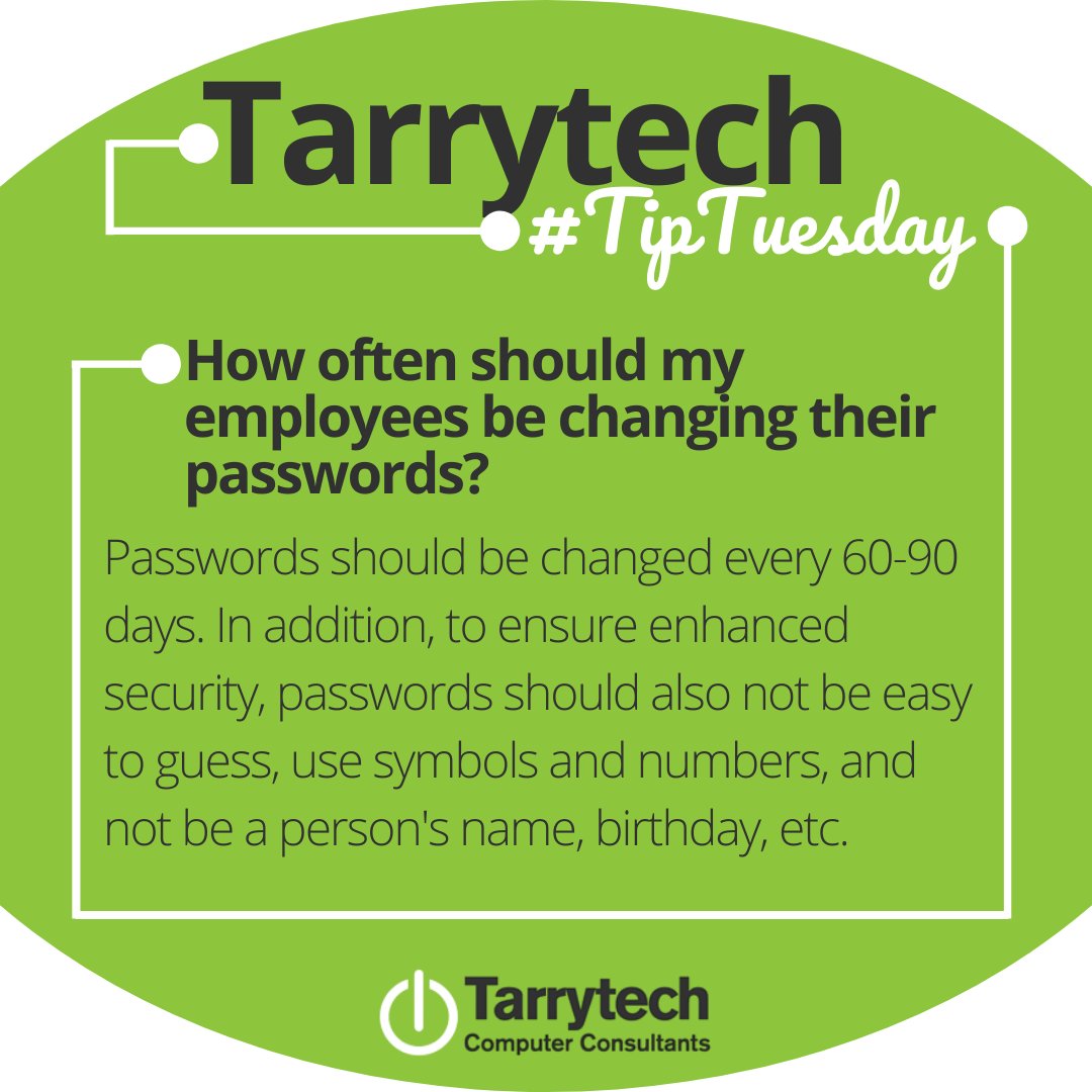 Tarrytech's tweet image. It’s #TarrytechTipTuesday! Here is what you should know about maintaining secure passwords...