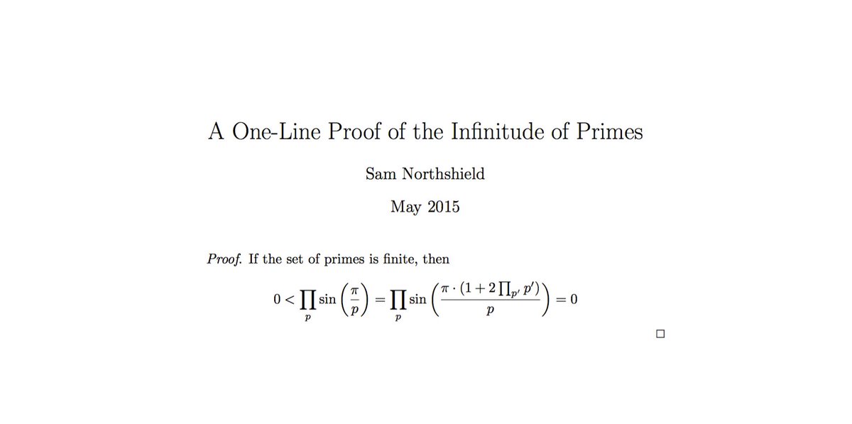 (3) Proof of Infinitude of Primes (Northsheild, Sam):