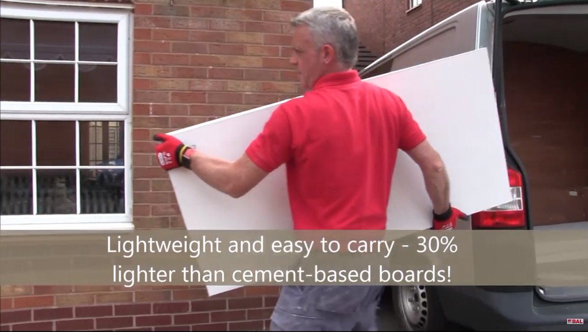 BALtiling's tweet photo. Fed up of carrying heavy backer boards up flights of stairs? Did you know that BAL Board is 15-35% lighter than standard cement boards? Lightweight, but strong, holding up 100kg per m2. #tiles #tiling #baltilekings #backerboard #tilebackerboard #balboard #baltiling https://t.co/VFYeMnzPBk