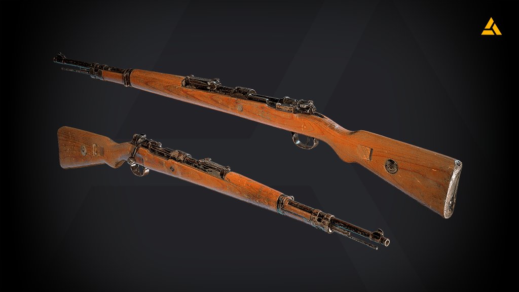 Artzenalcom's tweet photo. Optimized #3DScan of a #Karabiner98k, rifle used by  #Wehrmacht, produced by #Mauser, at Military-historical-museum Pohronský Ruskov

@RealityCapture_ @profoto @NikonEurope @marmosetco @autodesk @Pixologic @Substance3D 
#Army #Military #CulturalHeritage #PBR #Unity  #UnrealEngine https://t.co/4qqEje69iZ