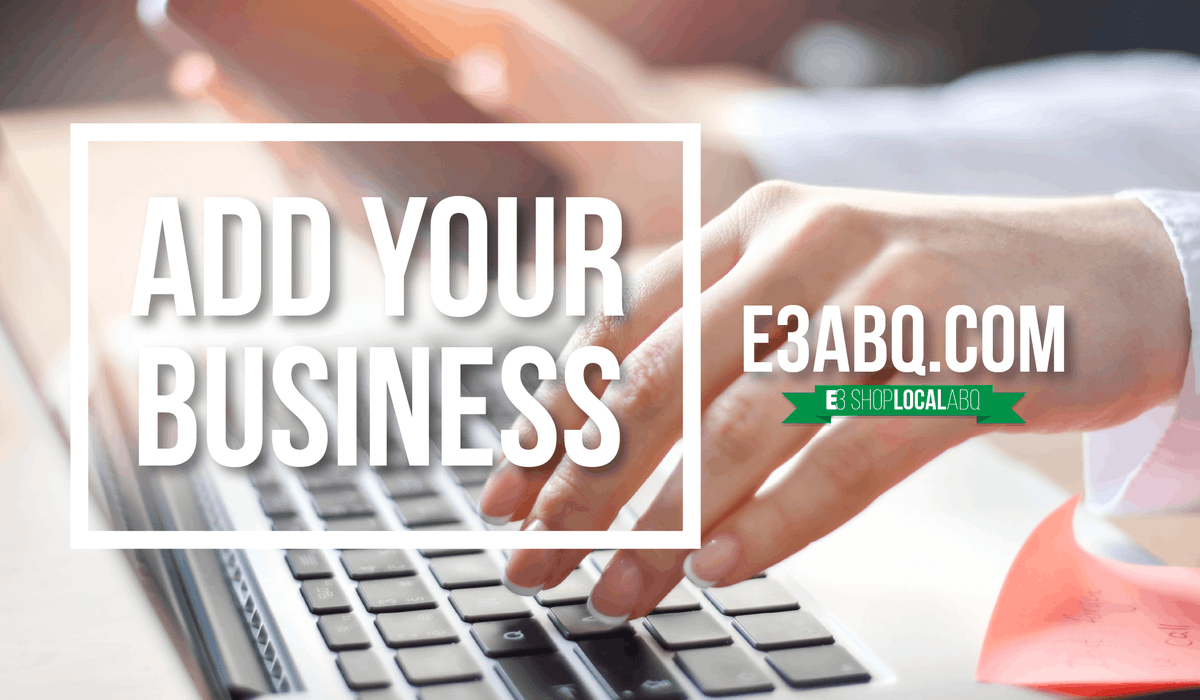 E3ABQ's tweet photo. Don't see your business listed on our #E3ABQ Shop Local ABQ page? Submit your #smallbiz to be listed - we want to hear from you! 🔊  https://t.co/eAb0bpitZX If you don't own a small business, comment below with your favs! #shoplocalabq #shoplocal #abq #albuquerque #supportlocal https://t.co/h62MQg5Qy0