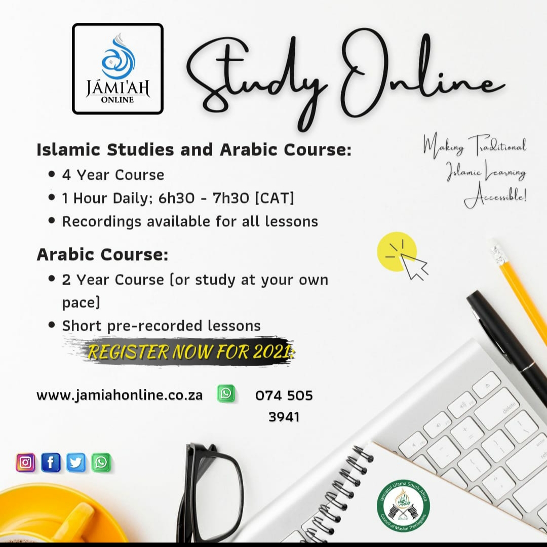 Jamiatsa's tweet photo. Online Arabic &amp; Islamic Studies | Jaamiah Ulum al Islamiyyah

Applications for the Study Online programmes for the year 2021 are open.

@jaamiahOnline #JusaProjects #Knowledge #ilm https://t.co/SNyFSgId2z