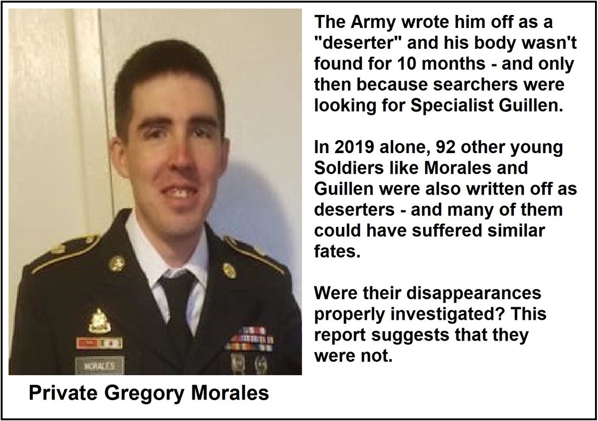 What the report isn't saying - 92 soldiers went missing last year - and like Specialist Guillen, many may be dead. The Army lists 92 young soldiers as "deserters" - but that's just how it listed Private Gregory Morales, another Fort Hood soldier who was missing for 10 months 3/