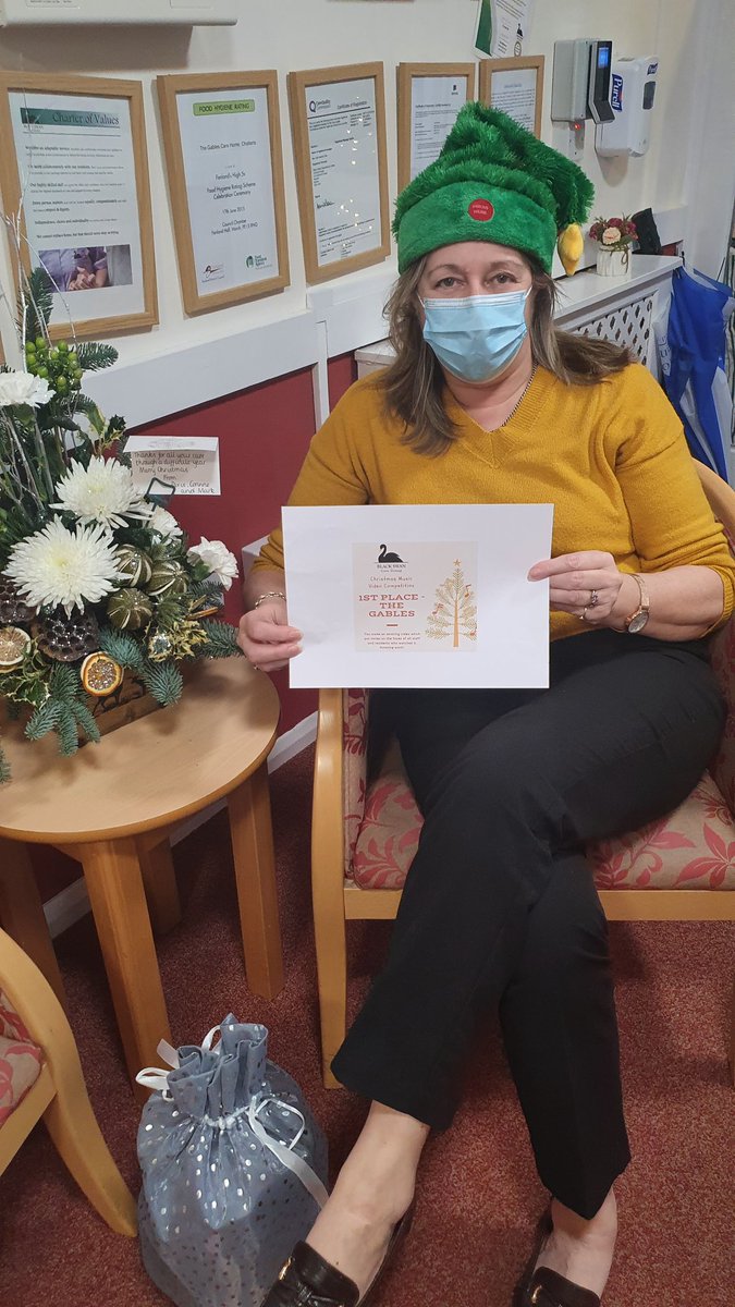 KateHardykel's tweet photo. Well done to Team Gables for coming first in the Christmas music video, especially @RyanLaws00 for all your hard work. Well done to everyone who took part. You are were all great. Merry Christmas from all at The Gables 🎄 🎅 @blackswancare @JulieTy38002882 @LornaJo23147054 https://t.co/J5XqJeDS95